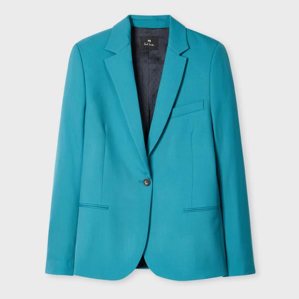 ps paul smith women's peacock blue wool hopsack blazer green