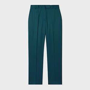 ps paul smith women's petrol green slim-fit wool-blend trousers
