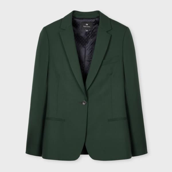 ps paul smith women's pine green wool hopsack blazer