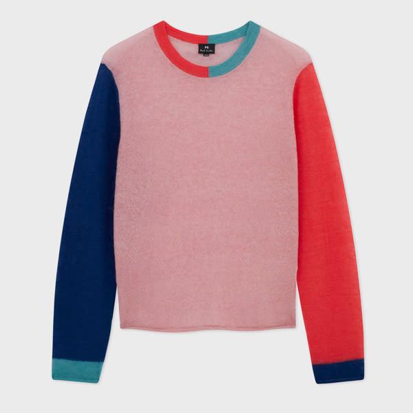 ps paul smith women's pink 'colour block' knitted sweater purple