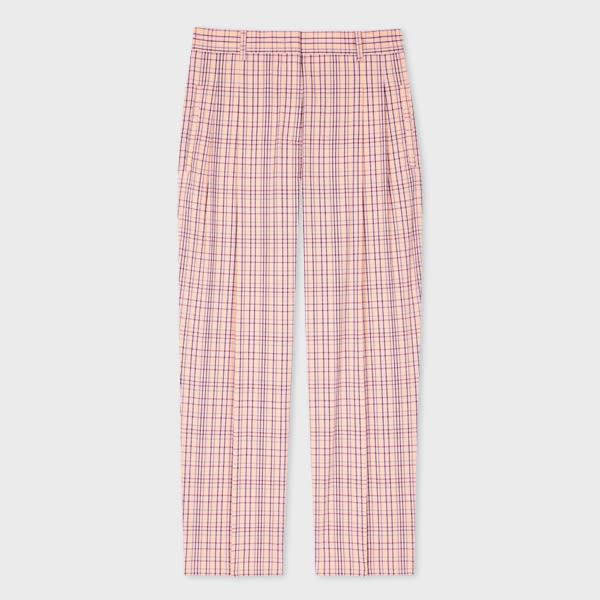 ps paul smith women's pink check cropped trousers red
