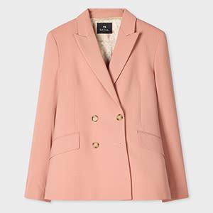 ps paul smith women's pink cotton-blend double breasted blazer brown