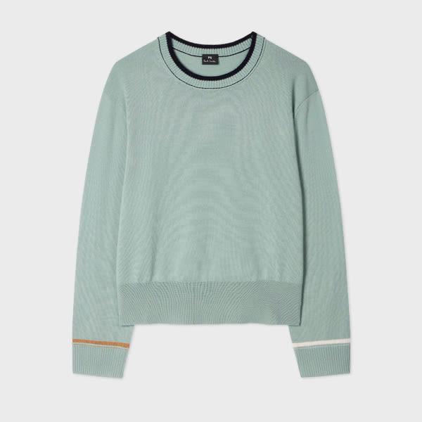 ps paul smith women's sage blue merino wool sweater green