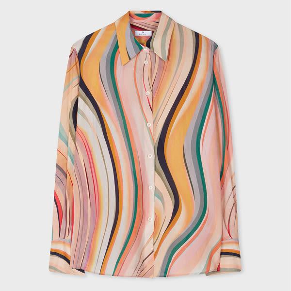 ps paul smith women's silk-blend 'dusky swirl' print shirt multicolour