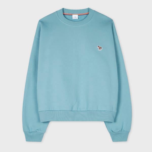 ps paul smith women's steel blue zebra logo cotton sweatshirt