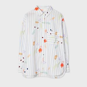 ps paul smith women's stripe 'brushstroke' shirt white