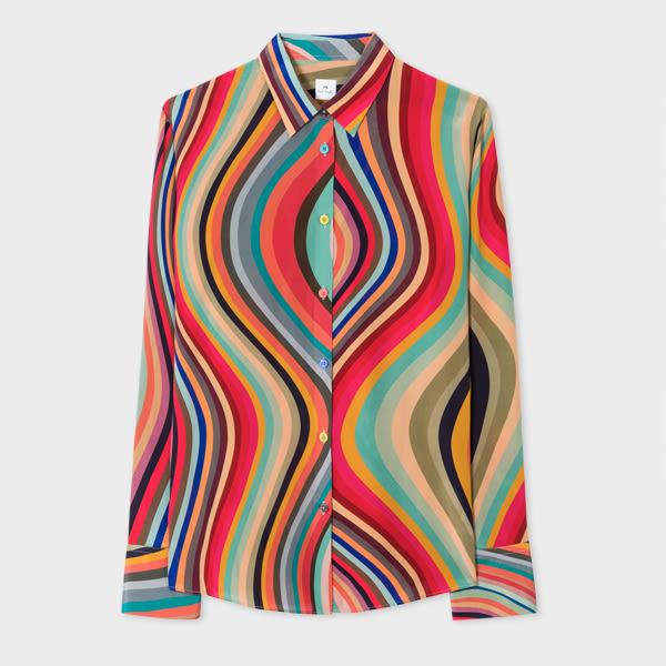 ps paul smith women's swirl silk shirt multicolour