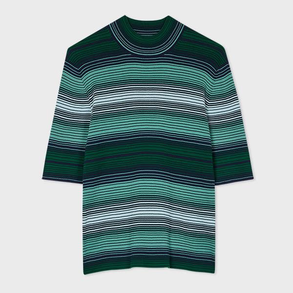 ps paul smith women's teal gradient stripe knitted top blue