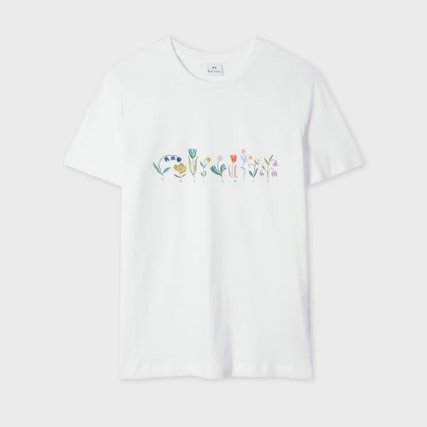 ps paul smith women's white 'bloom' print t-shirt