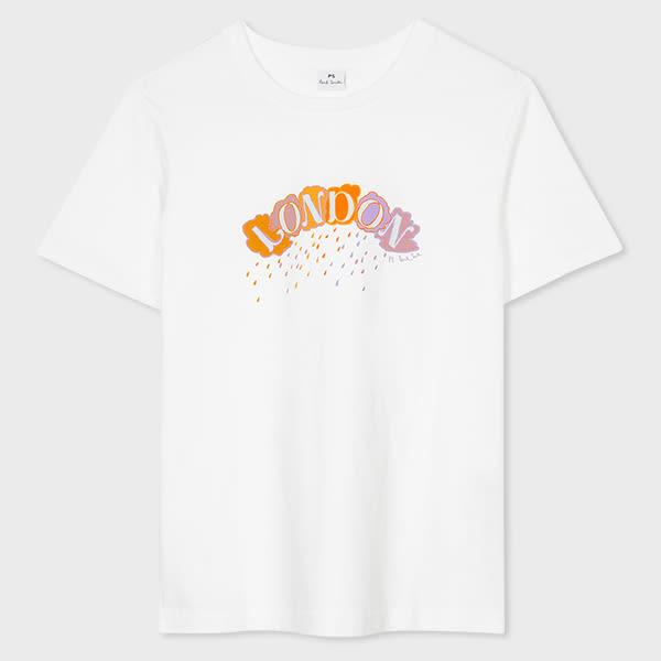 ps paul smith women's white 'london rain' t-shirt