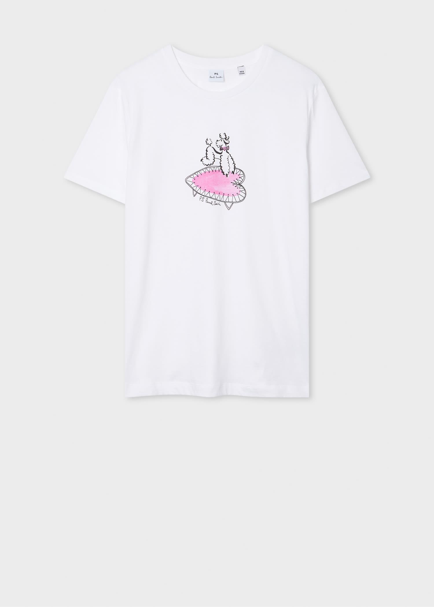 ps paul smith women's white 'poodle print' t-shirt