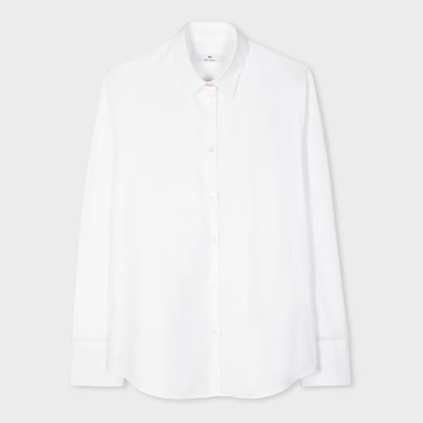 ps paul smith women's white cotton 'spray swirl' cuff shirt
