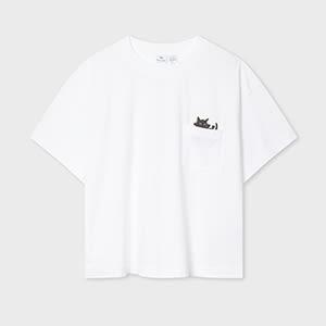 ps paul smith women's white organic cotton 'cat' t-shirt