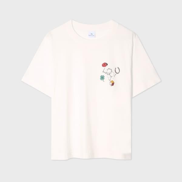 ps paul smith women's white organic cotton 'charms' t-shirt