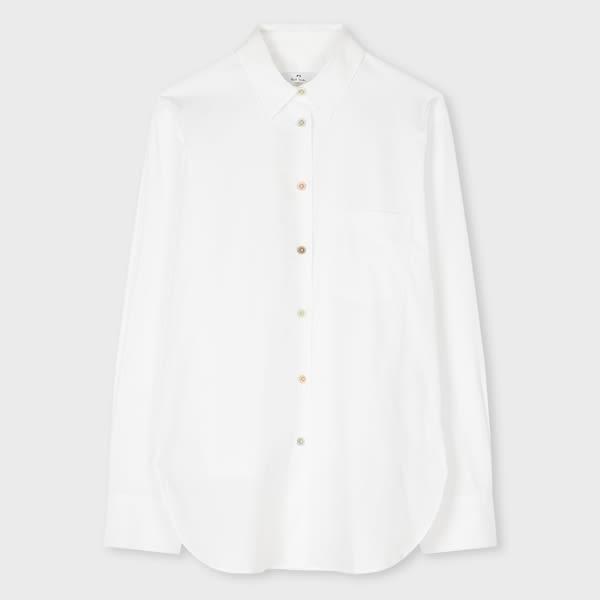 ps paul smith women's white relaxed-fit coloured button shirt