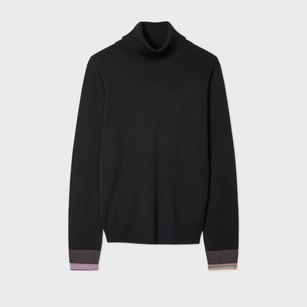ps paul smith women's wool black knitted roll neck sweater