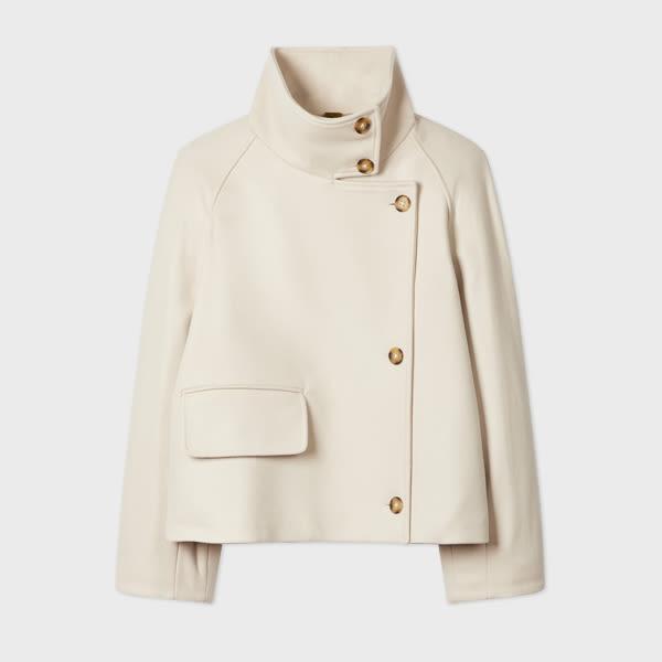 ps paul smith women's wool-blend cream short jacket white