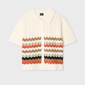 ps paul smith women's zig zag stripe knitted top white
