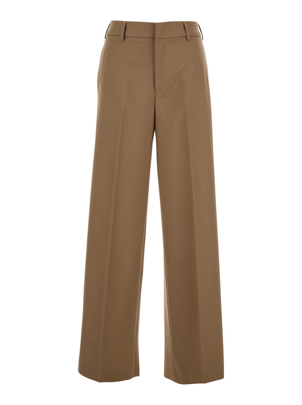 pt torino beige five pocket trousers in wool blend woman