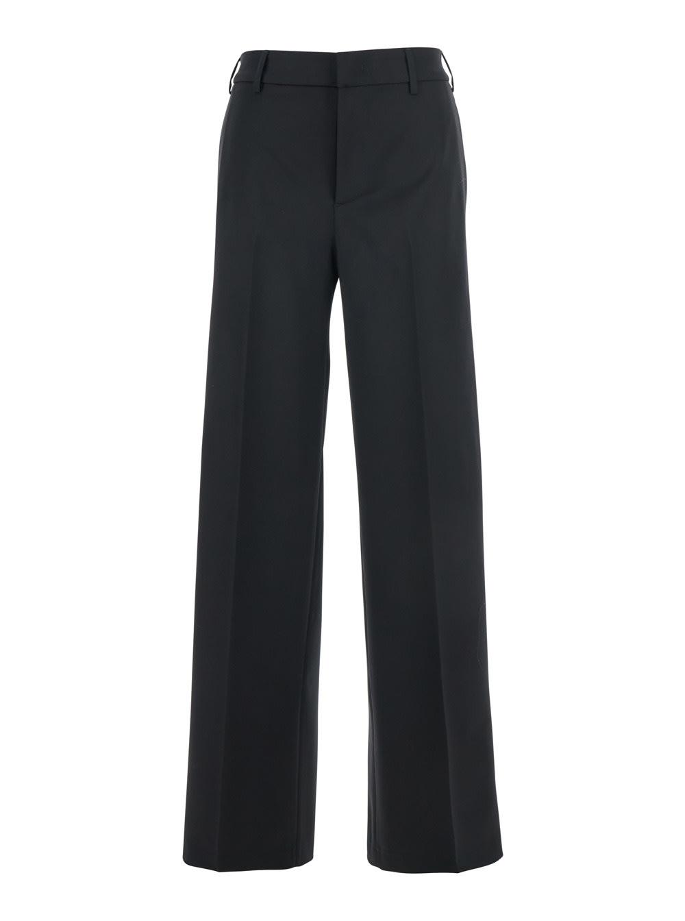 pt torino black five pocket trousers in wool blend woman