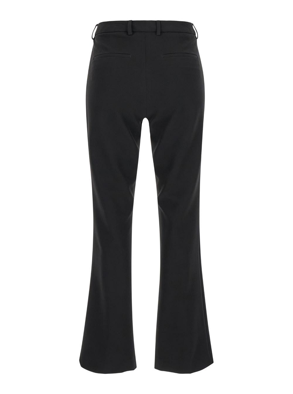 pt torino black mini flare pants in stretch fabric woman