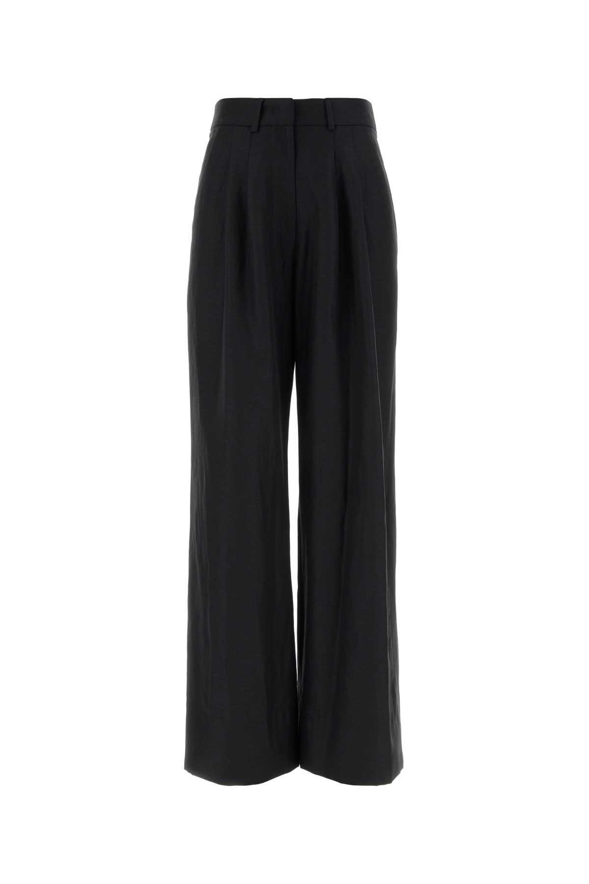 pt torino black twill wide-leg frankie pant