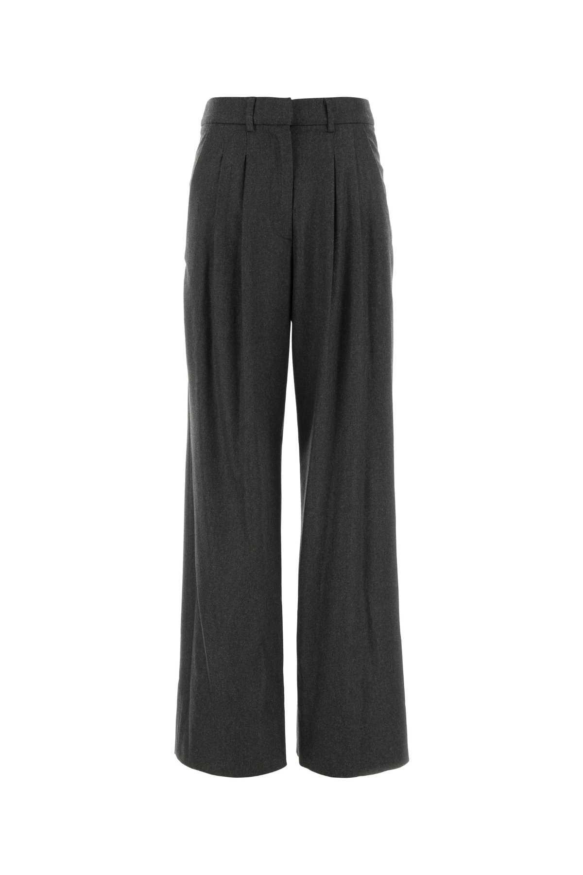 pt torino charcoal stretch wool blend wide-leg pant