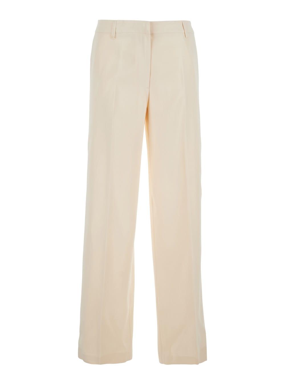 pt torino francoise pants with belt loops in cotton blend beige women