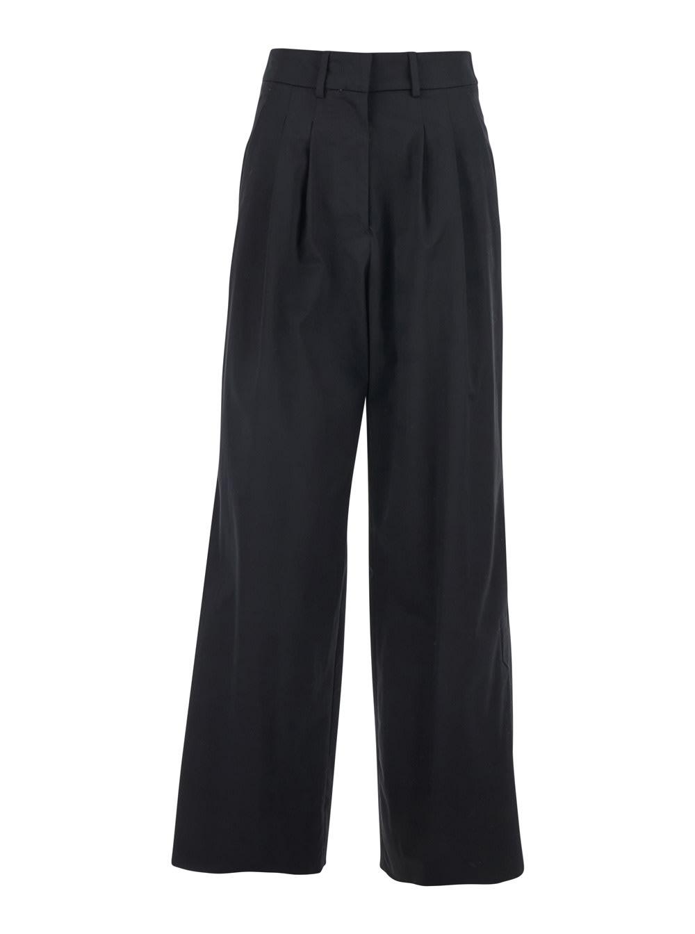 pt torino frankie black pants with belt loops and two back welt pockets in stretch cotton for women