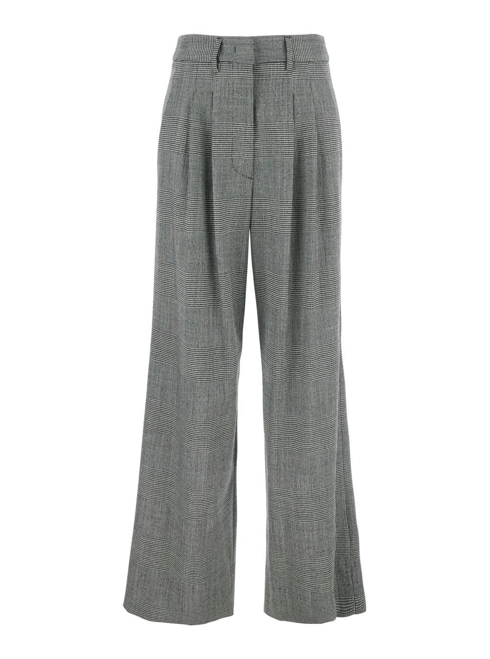 pt torino grey trousers with all-over striped pattern in wool woman