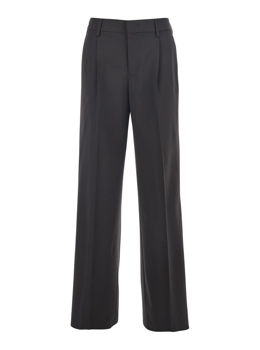 pt torino lola brown pants with belt loops in wool woman