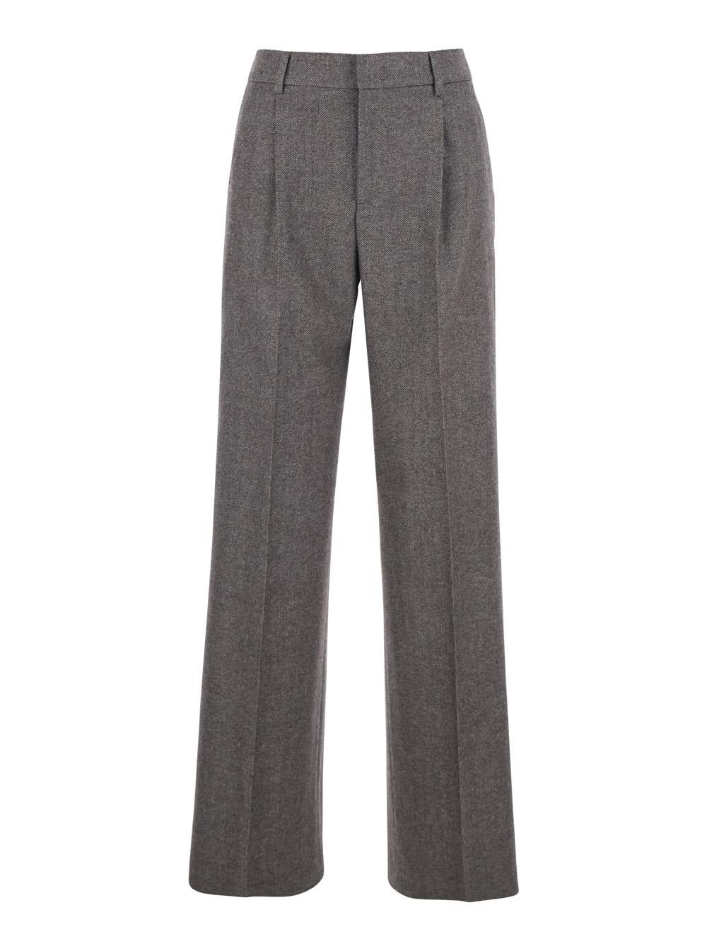 pt torino lola grey pants with belt loops in wool and cashmere woman