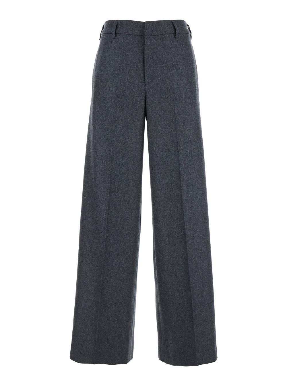 pt torino lorenza grey pants with front pences in wool and cashmere stretch woman
