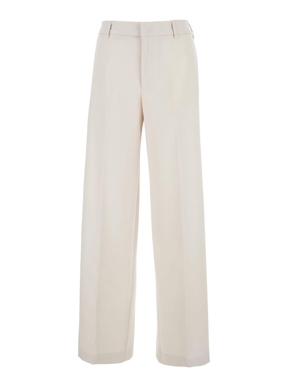 pt torino white five pocket trousers in wool blend woman