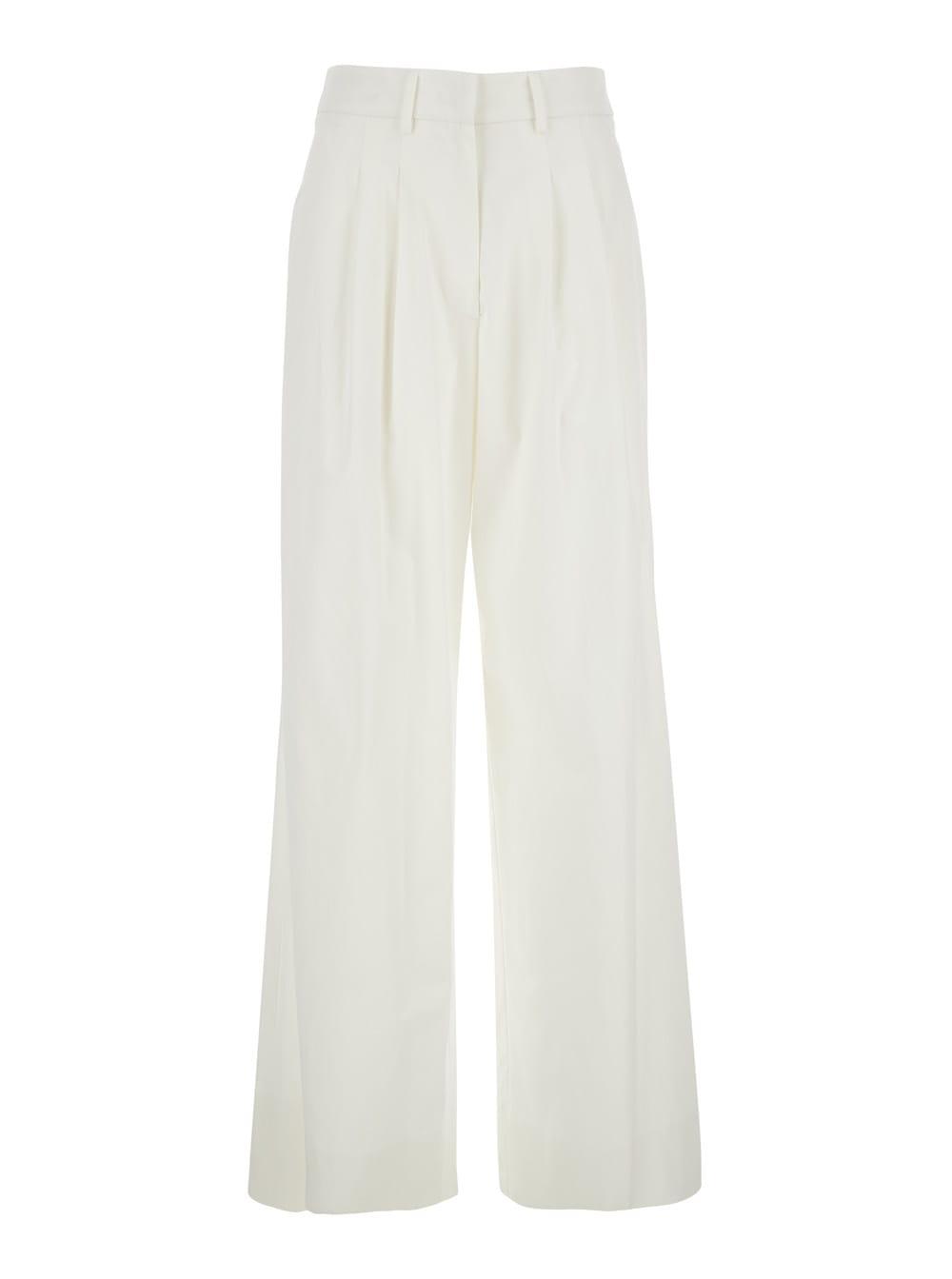 pt torino white frankie pants with belt loops and two back pockets in stretch cotton for women