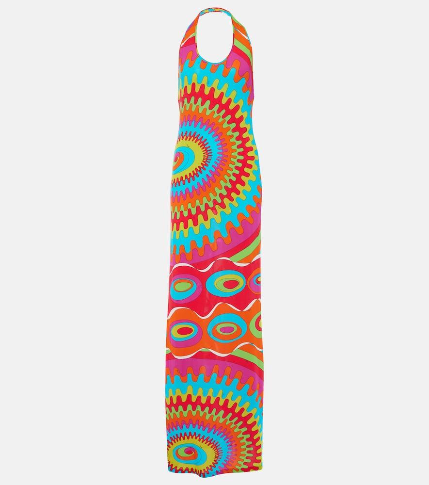 pucci bersaglio halterneck jersey maxi dress