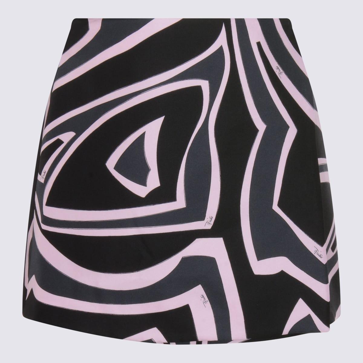 pucci black and pink silk mini skirt