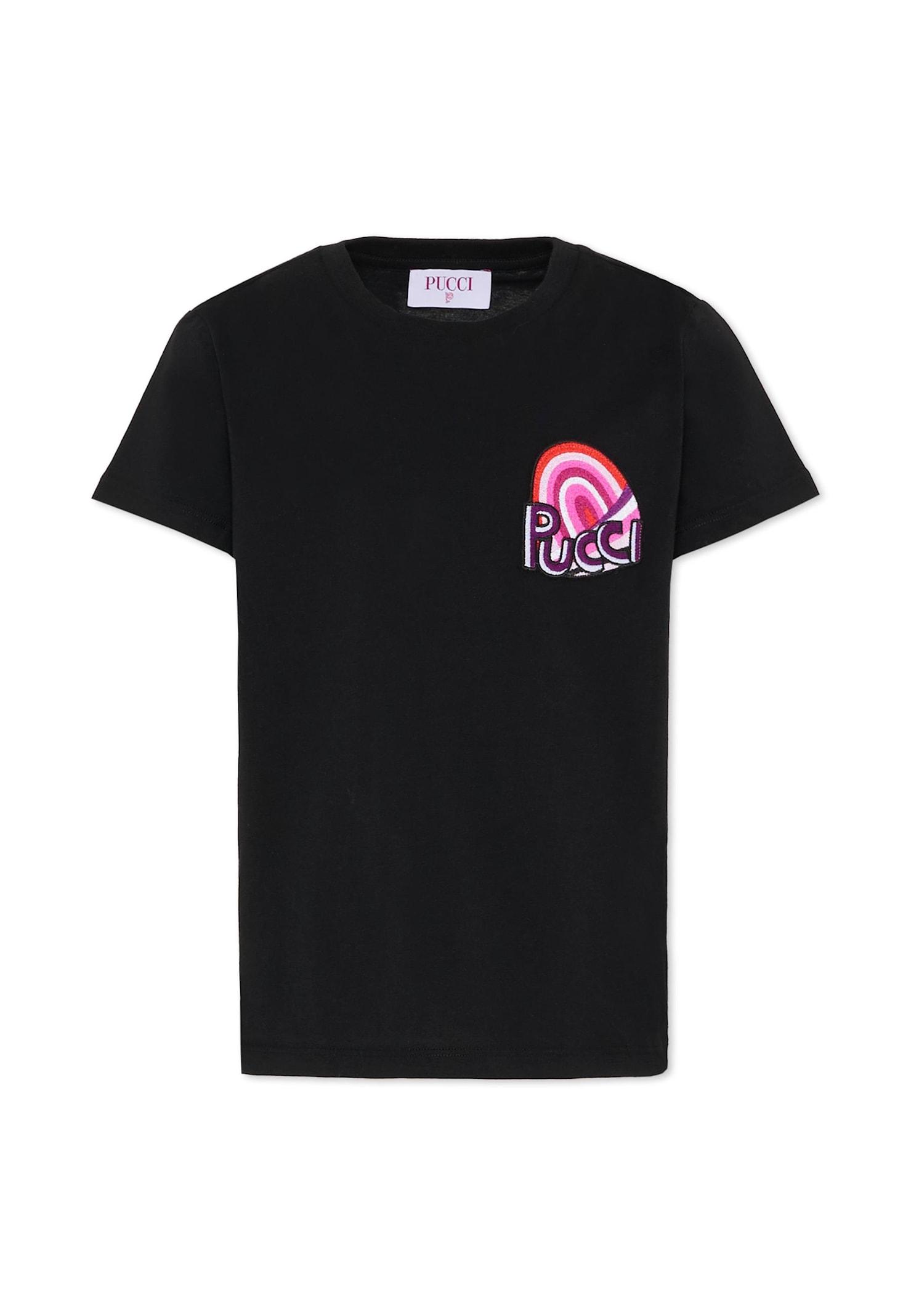 pucci black t-shirt with patch for girl