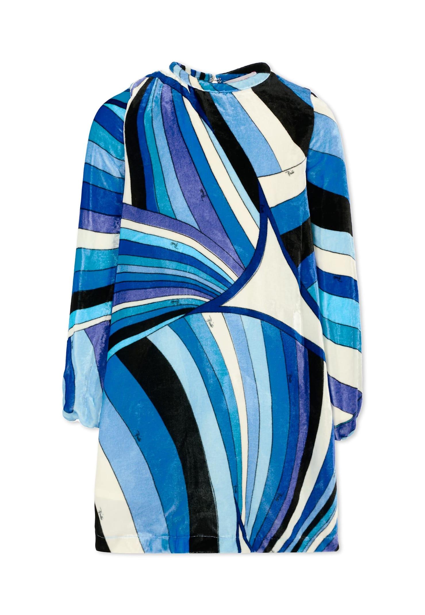 pucci blue dress for girl with marble print