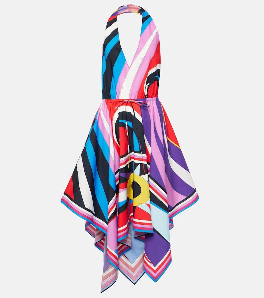 pucci cigni halterneck cotton midi dress