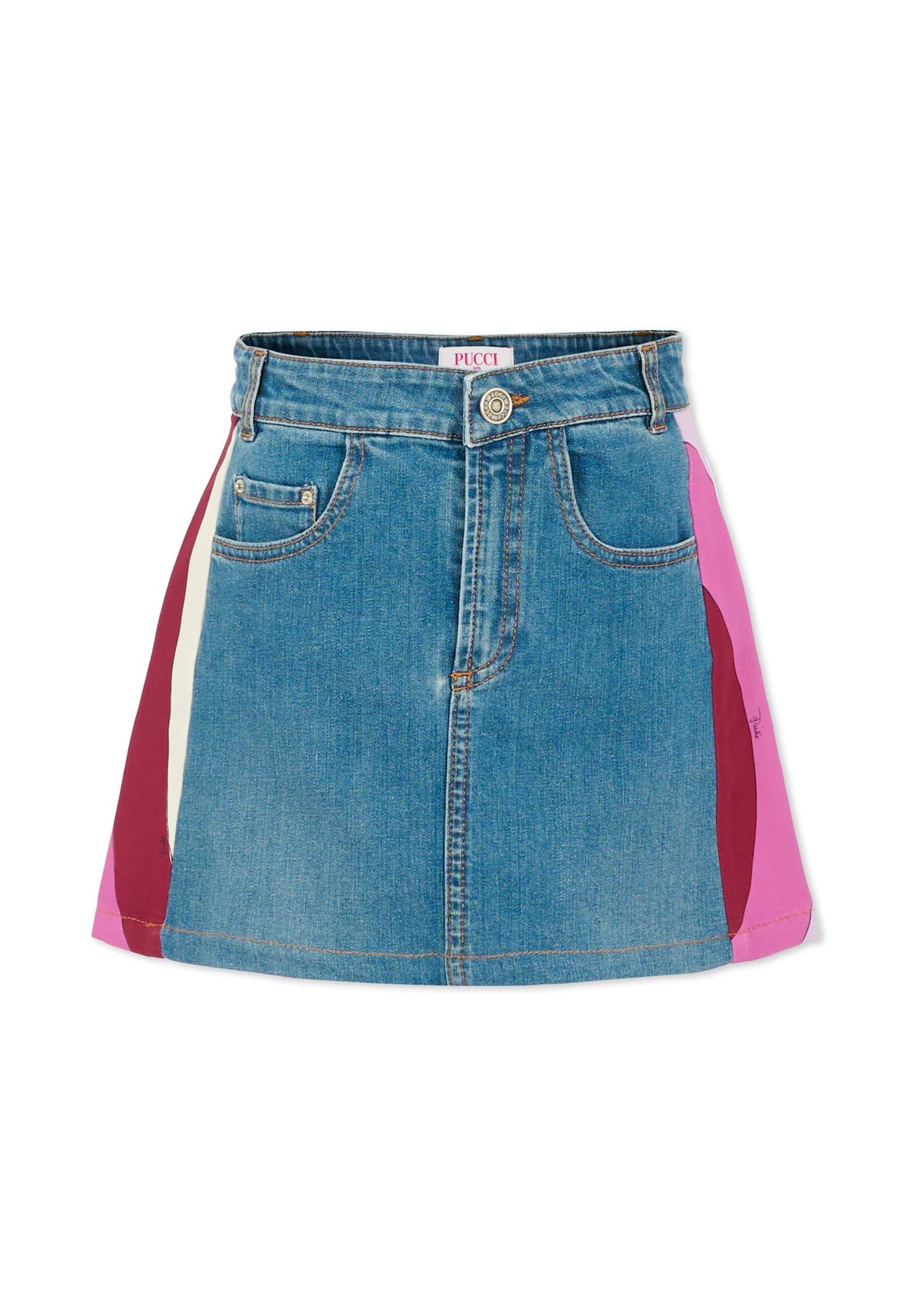 pucci denim skirt for girl with print