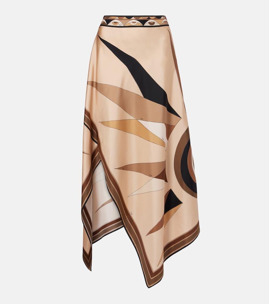 pucci hawaii silk satin midi skirt