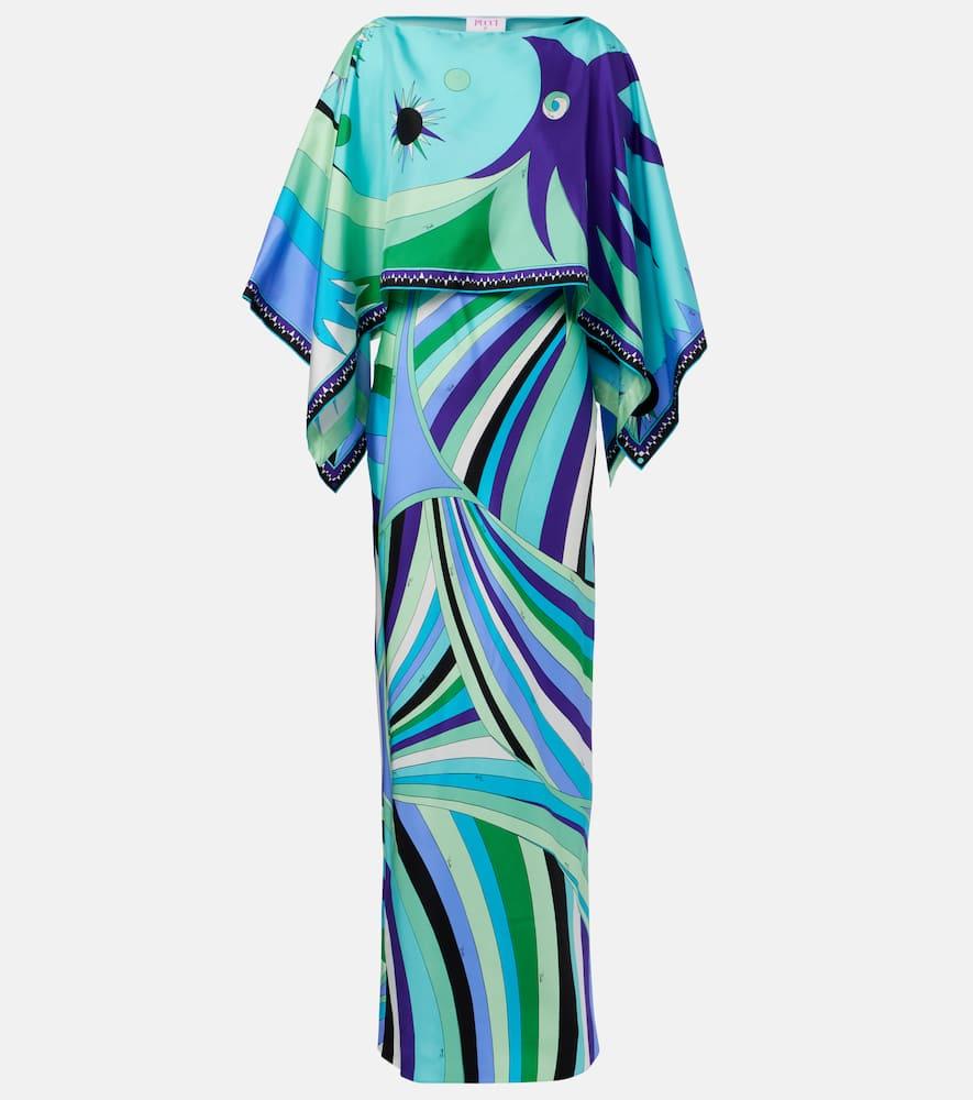 pucci iride caped silk twill maxi dress