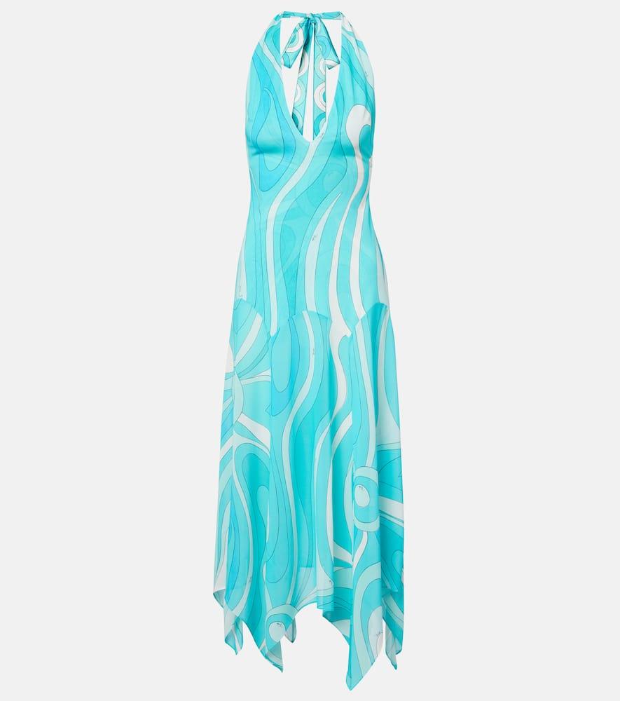 pucci iride halterneck jersey midi dress