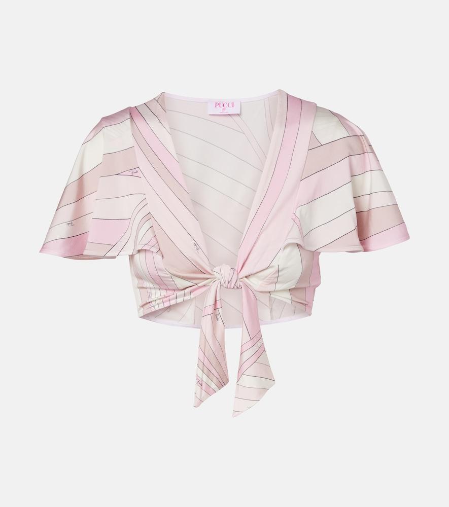 pucci iride satin jersey crop top
