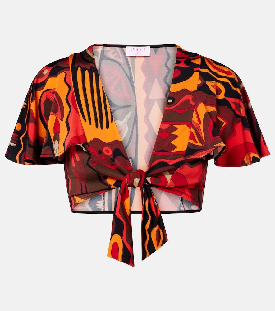 pucci kwango jersey satin crop top