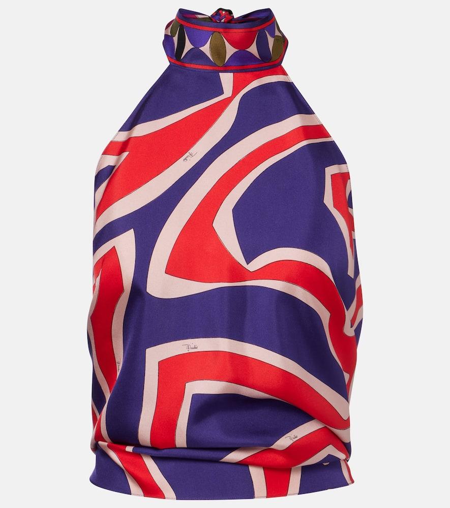 pucci labirinto halterneck silk satin top