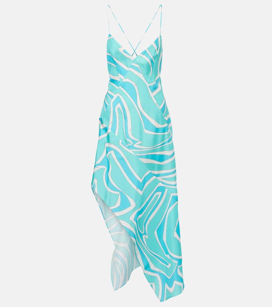 pucci labirinto silk satin midi dress