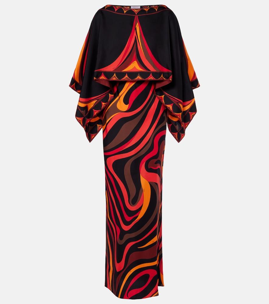 pucci marmo and fari caped silk twill gown