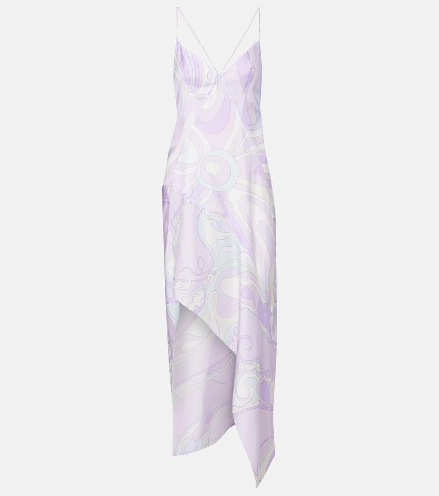 pucci marmo asymmetric silk twill maxi dress